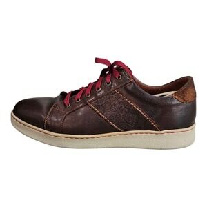 Robert Graham Leather Embossed Men's Sneakers Brown with Red Laces 12D‎